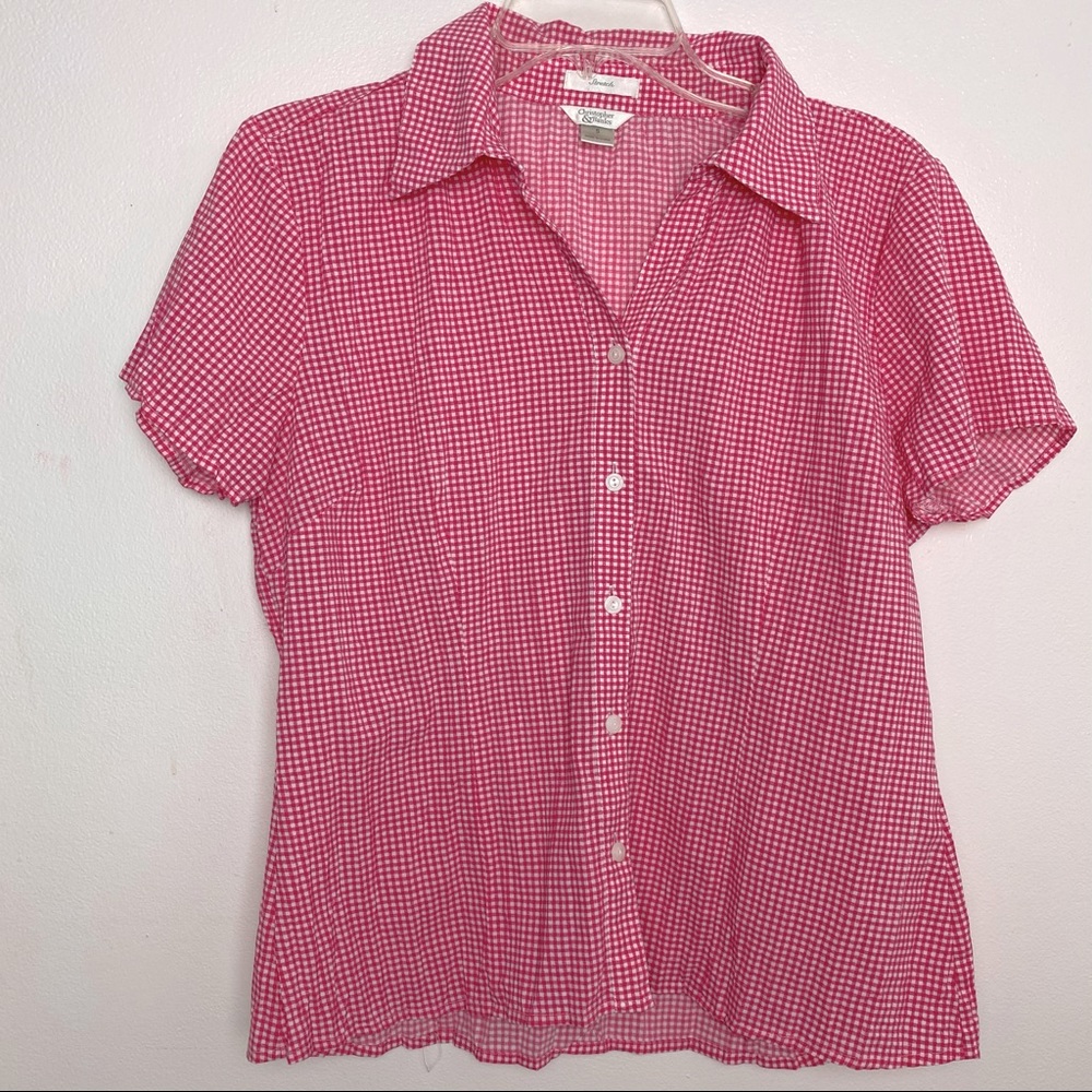 Christopher & Banks Red & White Plaid Top